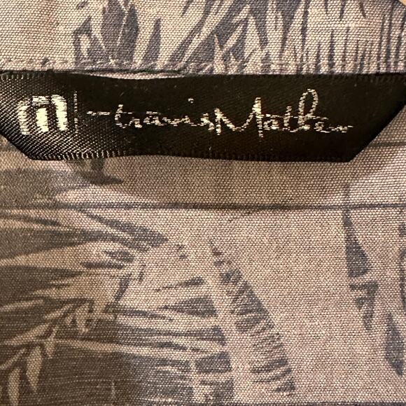 Travis Mathew Button Up Hawaiian Floral Tropical Button Front Shirt Blue, XL - Picture 2 of 9